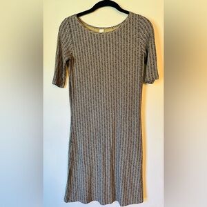 Yala Bamboo Stretch Dress 3/4 sleeve Lightweight Neutral Scoop Neck Size XS